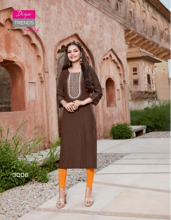 Diya Fashion Story vol 3 Rayon Designer Embroidery Work Kurti